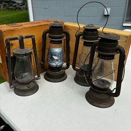 Set Of Four Vintage Lanterns (basement)