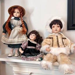 Trio Of Vintage Porcelain Dolls (LR)