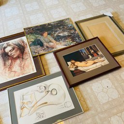 Assortment Of 5 Art Prints With Women & Masks, Some Signed By Artist (UP Art Room)