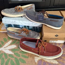 Three Pairs Of Men's Size 12 Sperry's Shoes - Two Brand New & One Lightly Worn (Office)