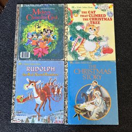 Four Vintage Christmas Little Golden Books - Rudolph, Mickey's Christmas Carol, And More! (BR)