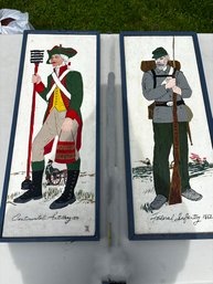 Military Art On Wooden Boards - Set Of Two (basement)