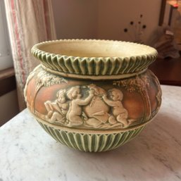 Vintage Roseville Pottery 'Donatello' 1916 Ceramic Planter For Pedestal, Cracked Bottom (LRoom)