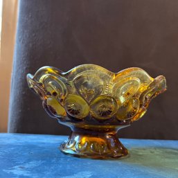 Vintage Marigold Yellow Pressed Glass Dish (DL)