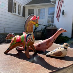 Vintage Colorful Decorative Mexican Folk Art Birds And Horse Bank  (Living Room)