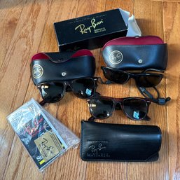Three Pairs Of Ray Bans Sunglasses In Cases (Office)
