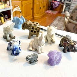 Huge Lot Of Elephant Figurines, Inc LENOX Porcelain, Soapstone, Purple Quartz, Etc (LR)
