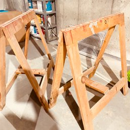 Pair Of Wood Folding Sawhorses (BSMT)