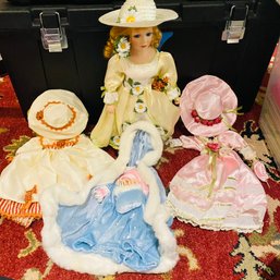 Vintage Ceramic Doll Lot No. 2 - Ceramic Doll With Seasonal Outfits And Accessories (LL - 33436)