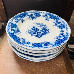 6 Carlton Flow Blue Dinner Plates (Dining Room)