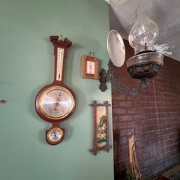 Vintage Weather Station, Wall Mounted Oil Lamp And Wall Art (LR)