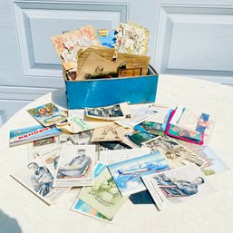 Box Full Of Vintage Postcards, Protective Sleeves & Ephemera Pieces (NM) (Back Shelf)