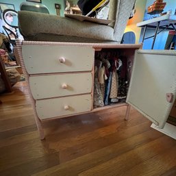 Cute Vintage Doll Dresser Packed With Clothing (LR)