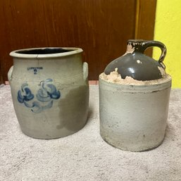 Pair Of Vintage Crocks, As-Is (BSMT3)