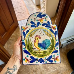 Lovely Vintage ITALIAN Ceramic Glazed Chicken Wall Plaque (Kitchen)