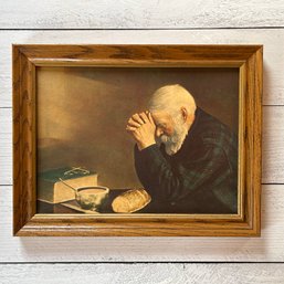 'Old Man In Prayer' Eric Enstrom Photo Reproduction, Framed Art (Barn)