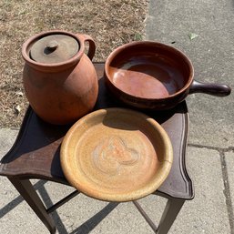 Three-Piece Vintage Pottery Lot Including Vulcania Italy (Garage Left)