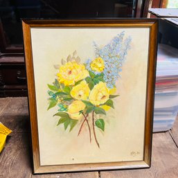 Vintage Framed Floral Art (Ell)