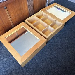 Pair Of Like New Mirrored Sliding Door Cabinets