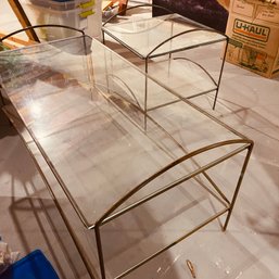 MCM Glass & Metal Coffee Table & End Table (BSMT)