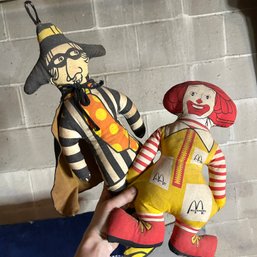 Vintage Ronald McDonald & Hamburglar Cloth Toys (56200)(bsmtRear)
