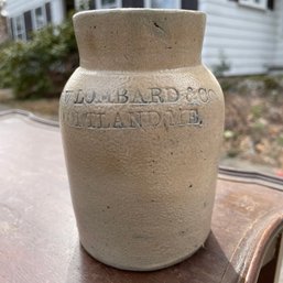 CW Lombard & Co Portland, ME Stoneware Jug (Garage Left)