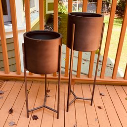 Pair Of Metal Plant Stands (Back Deck)