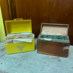 Pair Of Vintage Recipe Boxes Full Of Recipes (BSMT3)