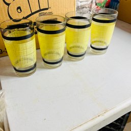 Vintage Yellow Glass Tumblers - Set Of 4 (Basement)