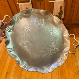 Vintage Serving Tray With Pretty Pine Cone & Leaf Design (Kitchen)