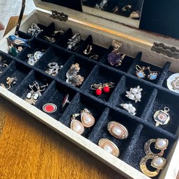 Assorted Costume Jewelry In Vintage Jewelry Box (HW3)