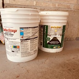 2 Buckets Of Safe Step Ice Melt - 1 Full, 1 Is About 1/6 Full (garage)