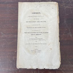 Antique Sermon Booklet Preached In Boston, 1812 (NH)