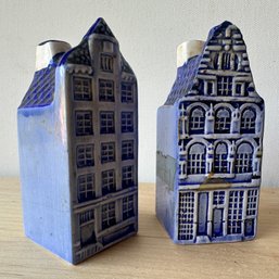 Vintage DELFT Blue House Salt & Pepper Shakers (DC)