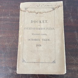 Antique 1850 Merrimack County Docket Court Of Common Pleas Booklet (NH)