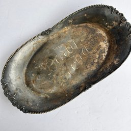 Gorgeous Rustic Silver Plated Bread Plate 'Daily Bread' With Lovely Aged Patina