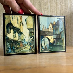 Pair Of Small Decoupage Art Pieces (office)