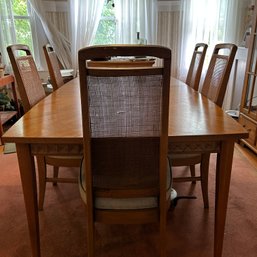 Vintage Dining Table With 6 High Back Cane Chairs (DR)