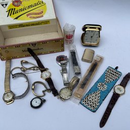 Mixed Lot Of Vintage Watches In Cigar Box (NK)