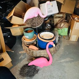 Planters Lot With Flamingos (Basement)