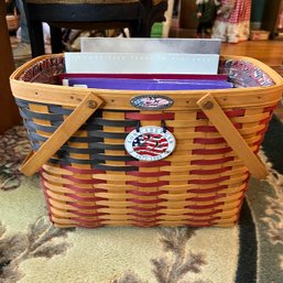 Longaberger Handled Flag Basket With Vintage Longaberger Catalogs (LR)