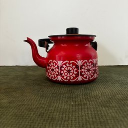 Antique Style Red Floral Tea Kettle