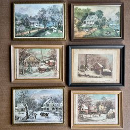 Set Of 6 Small Framed Vintage Prints, Art Prints, Local Landscape Prints