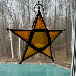 Amber Glass Star Hanging Tea Light Lantern (Porch)