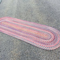 Colorful Oval Braided Rug With Slight Separation In 1 Seam As Shown (Garage)