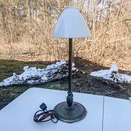 Vintage Brass Lamp From The Miller Co With White Glass Shade (Garage)