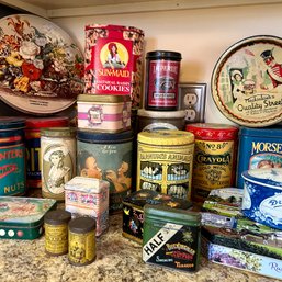Huge Lot Of Vintage Food Tins, Advertising Tins (Kitch)