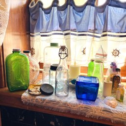 Vintage Glass Bottle Lot - Mostly From Portsmouth, Plus Vaseline Hair Tonic & More (Bath)