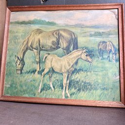 Vintage Framed Horse Print - See Notes