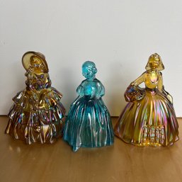 Set Of 3 Iridescent Glass Women Figures (EF)